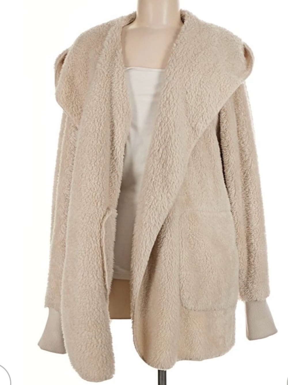 Baltic Born Plush Open-Front Teddy Jacket - Cream. NWT